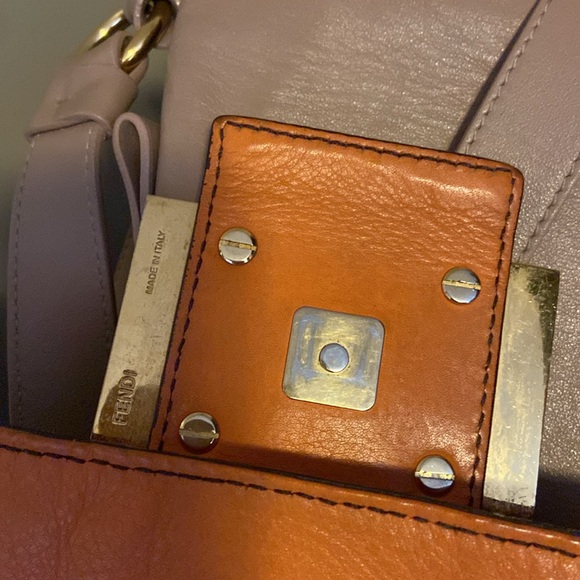 Fendi Big mamma forever leather baguette flap bag orange🍊black gold enamel - Picture 9 of 16